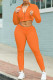 Tangerine Casual Solid Patchwork Zipper Collar Long Sleeve Two Pieces