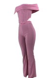 Pink Sexy Solid Patchwork Strapless Jumpsuits