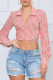 Red Casual Plaid Print Patchwork Turndown Collar Tops