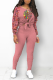 Pink Casual Print Patchwork O Neck Long Sleeve Two Pieces
