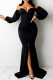 Black Sexy Solid Patchwork Strapless Trumpet Mermaid Dresses