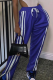 Blue Sportswear Patchwork Slit Boot Cut Mid Waist Speaker Solid Color Bottoms