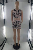 Pink Sexy Casual Print Basic O Neck Sleeveless Two Pieces