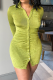 Green Sexy Solid Patchwork Turndown Collar Pencil Skirt Dresses