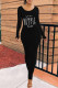 Black Fashion Casual Print Basic O Neck Long Sleeve Dresses