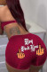 Burgundy Fashion Casual Print Basic Skinny High Waist Shorts