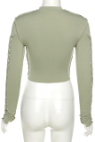 Orange Sexy Solid Patchwork O Neck Tops