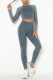 Navy Blue Sportswear Solid Patchwork O Neck Long Sleeve Two Pieces