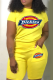 Yellow Casual Print Patchwork O Neck Short Sleeve Two Pieces