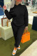 Black Casual Solid Patchwork Hooded Collar Long Sleeve Two Pieces