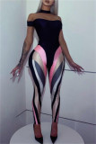 Pink Casual Sportswear Patchwork Basic Skinny High Waist Pencil Trousers
