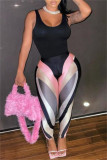 Pink Casual Sportswear Patchwork Basic Skinny High Waist Pencil Trousers