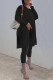 Black Casual Solid Patchwork Slit O Neck Long Sleeve Two Pieces