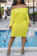 Yellow Sexy Casual Solid Backless Off the Shoulder Long Sleeve Dresses pre-sale