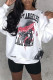 White Street Print Patchwork O Neck Tops