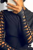Orange Sexy Solid Patchwork O Neck Tops