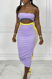 Pink Sexy Solid Hollowed Out Spaghetti Strap Pencil Skirt Dresses