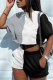 Gray White Casual Solid Patchwork O Neck Short Sleeve Two Pieces