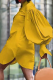 Yellow Casual Solid Patchwork Turndown Collar Shirt Dress Dresses