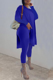 Purple Casual Solid Patchwork Slit O Neck Long Sleeve Two Pieces