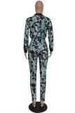 Camouflage Fashion Casual Print Basic O Neck Long Sleeve Two Pieces