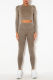 Coffee Sportswear Solid Patchwork O Neck Long Sleeve Two Pieces