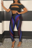 Pink Casual Sportswear Patchwork Basic Skinny High Waist Pencil Trousers