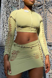 Orange Sexy Solid Patchwork O Neck Tops