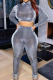 Grey Casual Solid Patchwork Turtleneck Long Sleeve Two Pieces