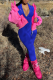 Blue Casual Solid Patchwork Turndown Collar Skinny Jumpsuits