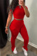 Red Fashion Casual Solid Fold O Neck Short Sleeve Two Pieces