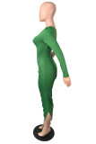 Pink Fashion Sexy Solid Patchwork Backless Oblique Collar Long Sleeve Dresses