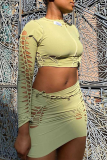 Orange Sexy Solid Patchwork O Neck Tops