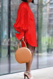 Yellow Casual Solid Patchwork Turndown Collar Shirt Dress Dresses