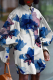 Blue Sexy Print Patchwork Turndown Collar Shirt Dress Dresses
