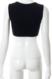 Cream White Sexy Solid Patchwork Square Collar Tops