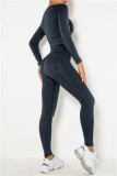 Black Casual Sportswear Solid Split Joint Two-piece Set