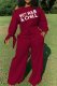 Wine Red Street Solid Oblique Collar Regular Jumpsuits