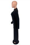 Black Fashion Casual Print Basic Turtleneck Long Sleeve Dresses