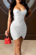 White Sexy Solid Patchwork Fold Asymmetrical Spaghetti Strap Sling Dress Dresses