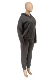 Black Fashion Casual Solid Split Joint Hooded Collar Long Sleeve Two Pieces
