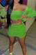 Green Casual Solid Patchwork Strapless Long Sleeve Three Pieces