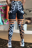Multicolor Casual Sportswear Print Basic Skinny High Waist Pencil Trousers