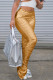 Gold Street Solid Patchwork Slit Fold Skinny High Waist Pencil Solid Color Bottoms