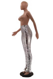 Silver Street Solid Patchwork Slit Fold Skinny High Waist Pencil Solid Color Bottoms
