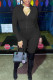 Black Casual Solid Patchwork Zipper Collar Long Sleeve Two Pieces