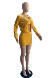 Purple Sexy Solid Patchwork Strapless Long Sleeve Three Pieces