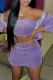 Purple Sexy Solid Patchwork Strapless Long Sleeve Three Pieces
