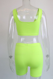 Rose Red Sportswear Solid Patchwork Square Collar Sleeveless Two Pieces