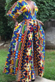 Colour College Print Patchwork V Neck Printed Dress Dresses